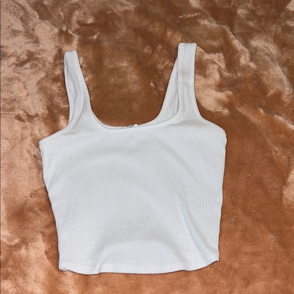 Classic White Ribbed Crop Top